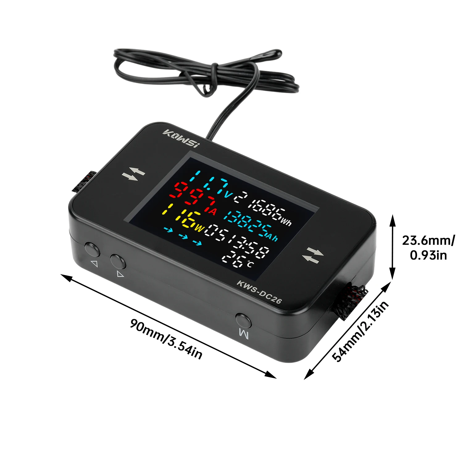 KWS-DC26 디지털 볼트미터 암페어미터 DC8-80V 전력 에너지 미터 컬러 스크린 전기차 배터리 충전 감지기 0-50A