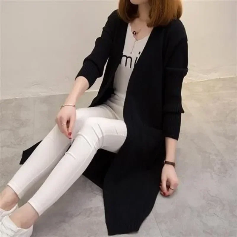 Outerwear Cardigan for Women Coat Knitted Sweater Woman V Neck Solid Fall 2025 Harajuku Casual Attractive Youth Hot Fashion Y2k - 4