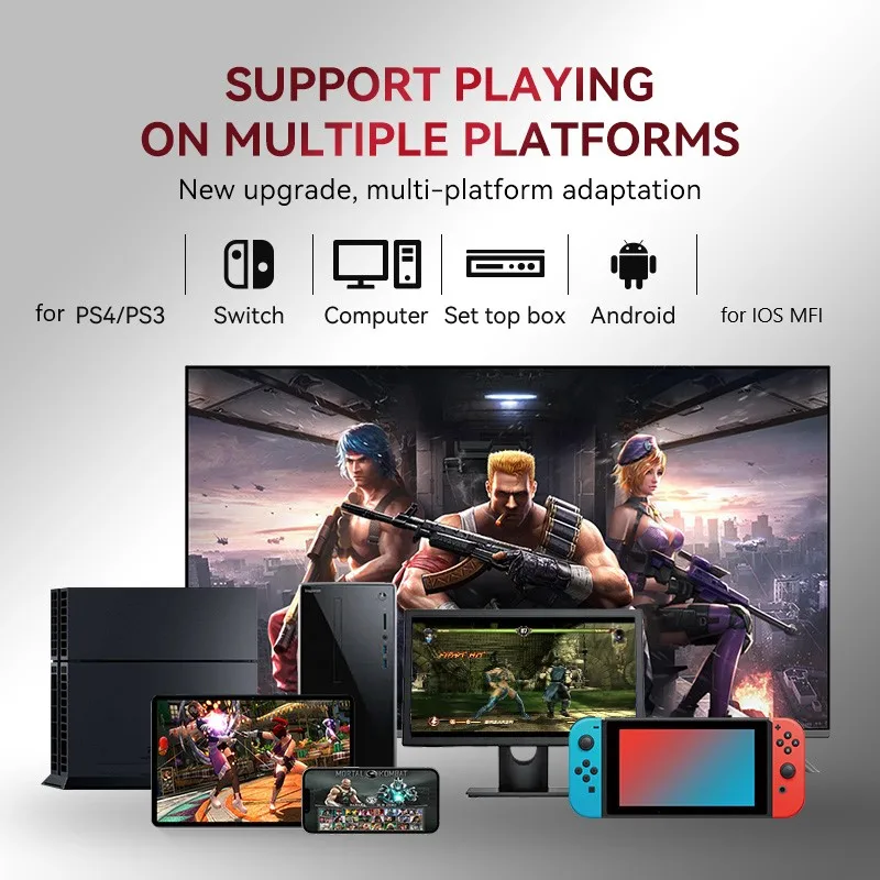 게임 조이스틱 아케이드 게임 콘솔 로커, 유선 블루투스 호환, 2.4G 연결, PS3 스위치 PC 안드로이드 iOS TV X3UF