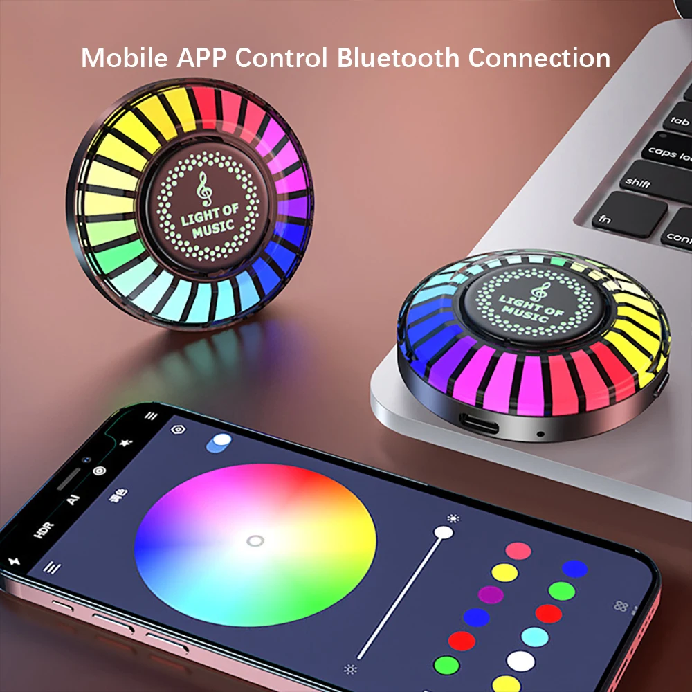 Desktop Magnetic RGB Pickup Ambience Light Hot Led Magic Color E-Sports Creative Voice Control Music Rhythm Lamp