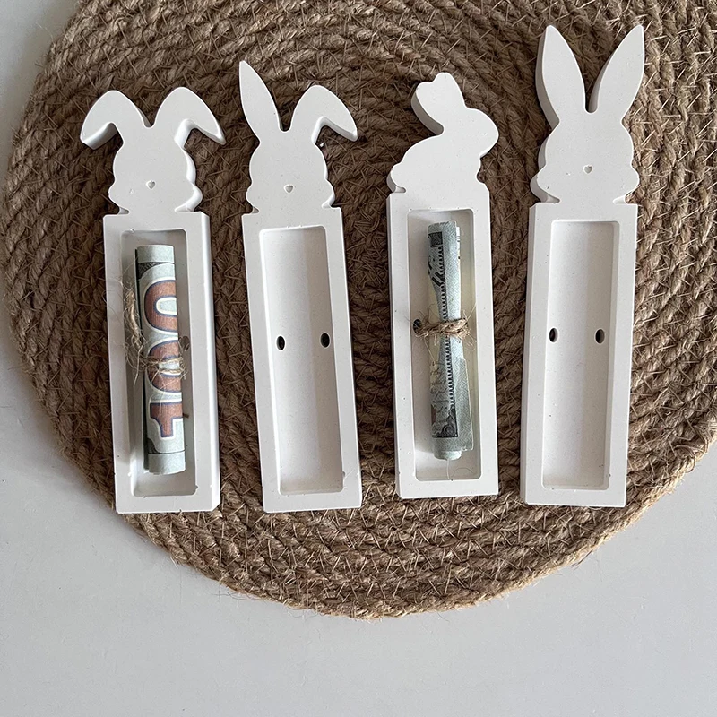 Easter Chocolate Cash Gift Box Silicone Mold Bunny Stand Chocolate Holder Plaster Mold Gift Money Holder Casting Molds