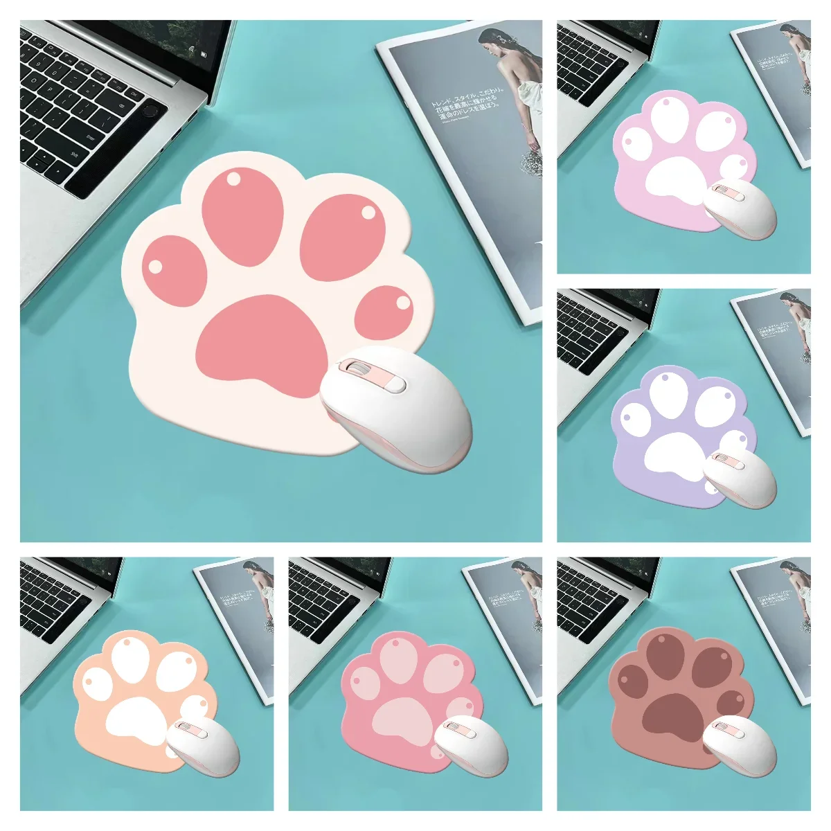 Garra de Gato Kawaii Pequeno Mouse Pad Impermeável Desktop Bonito Mousepad Tapete de Mesa Antiderrapante Acessórios para Jogos Escritório Casa pc Laptop