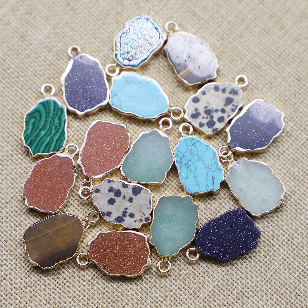 Selling Natural Stone Irregular Geometric Pendants Crystal Agate Quartz Flat Necklace Jewelry Making DIY Earring Accessories