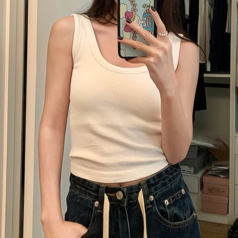 

Майка женская с открытыми плечами, пикантный укороченный жилет, повседневная майка без рукавов, топ для фитнеса, на лето