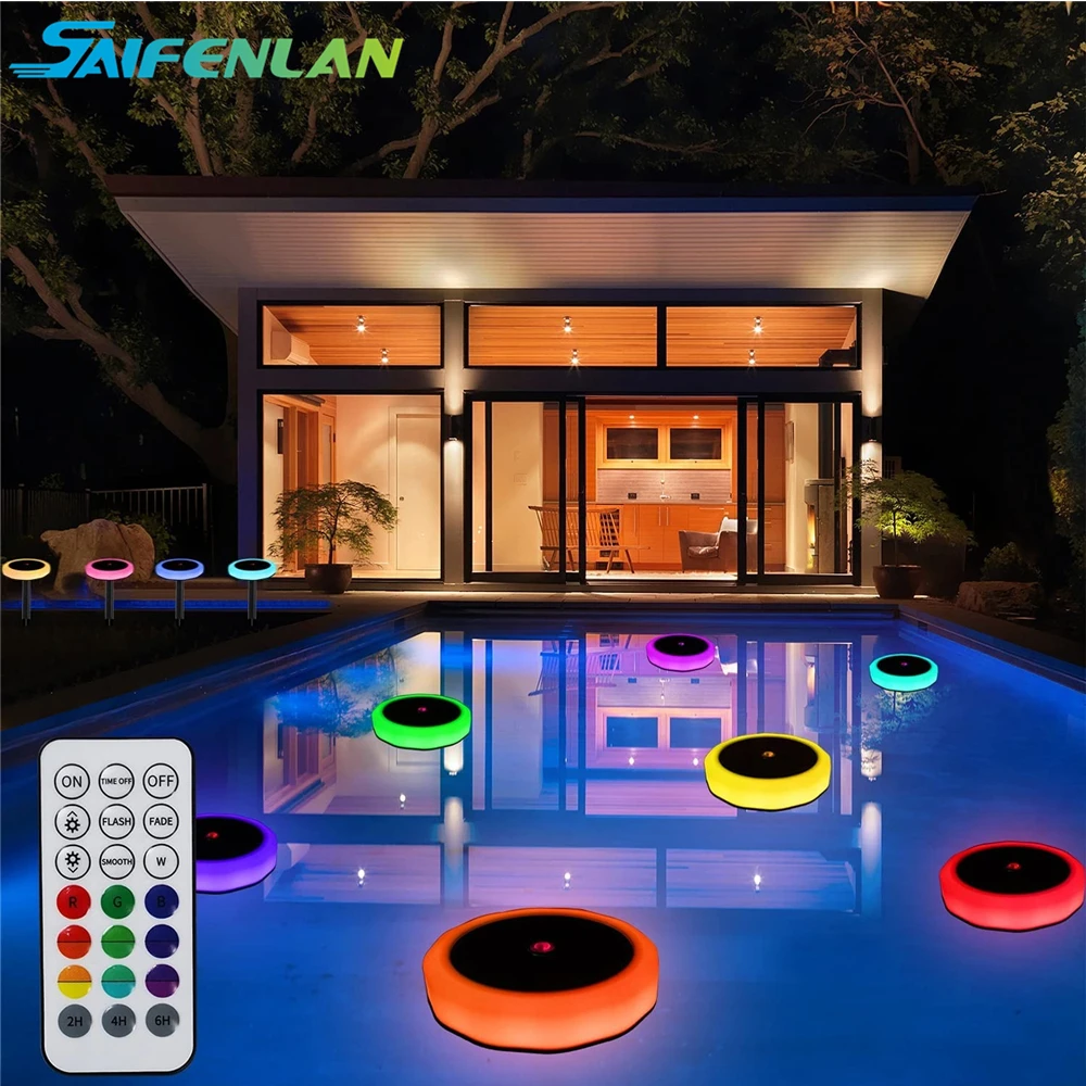 

Floating Pool Lights Solar RGB Outdoor Decorative LED Lights IP68 with Remote for Swimming Pool Pond Pathway Garden Lawn Yard