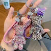 Rhinestone Bulldog Bear Keychain Car Pendant Tassel Keyring Bag Jewelry Accessories Ladies Gift Car Keychain Full of Diamonds 6
