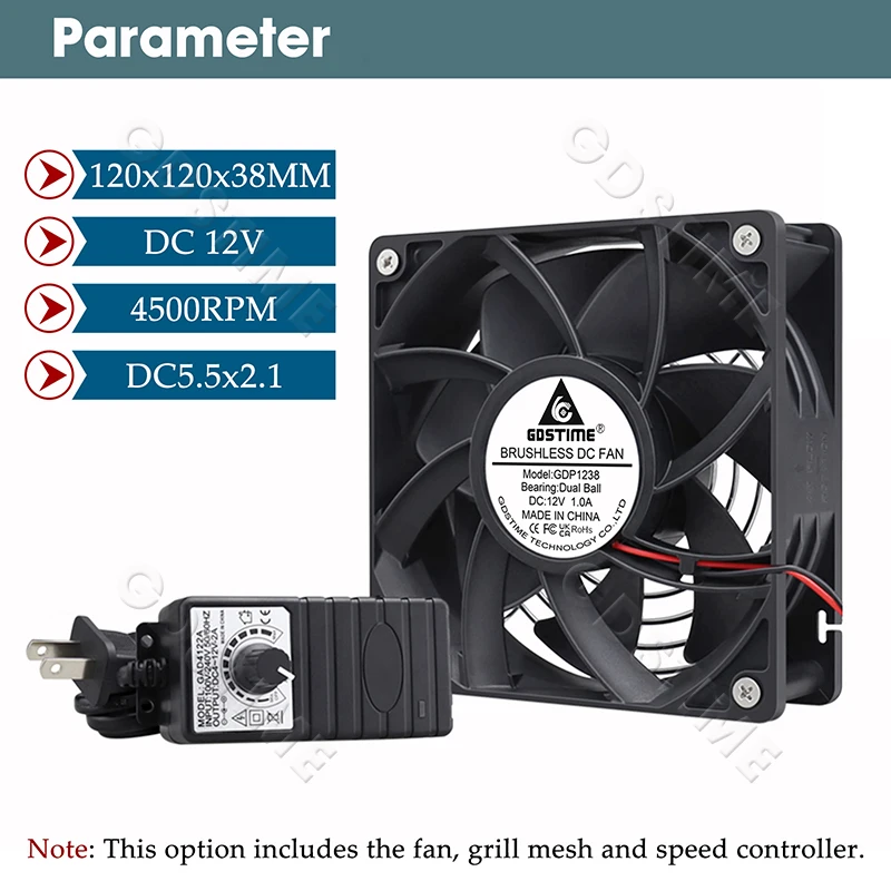 1238 48v Fan 120mm X 38mm Dual Ball Bearings Dc Brushless Cooling