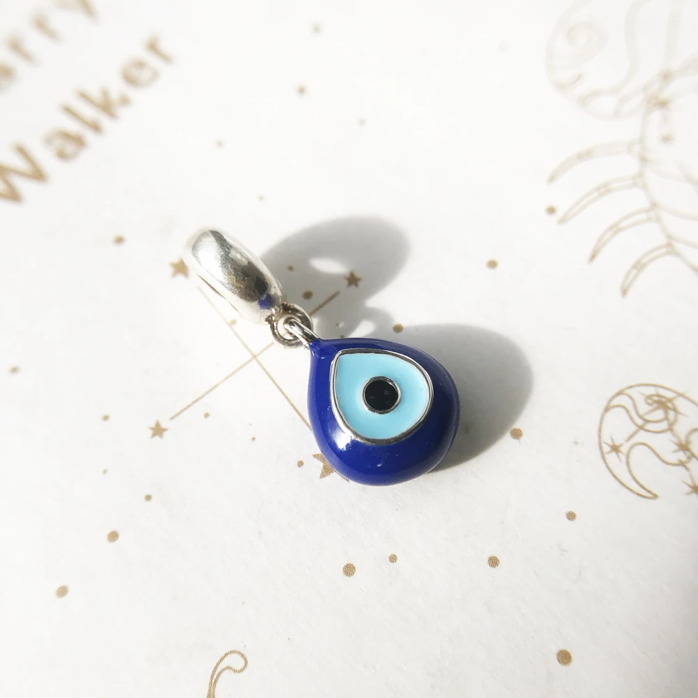 Nazar Eye Anhänger aus massivem 925er-Sterlingsilber, baumelnder Charm-Schutz, für Damen, Sommer, edler Schmuck – Detail 6