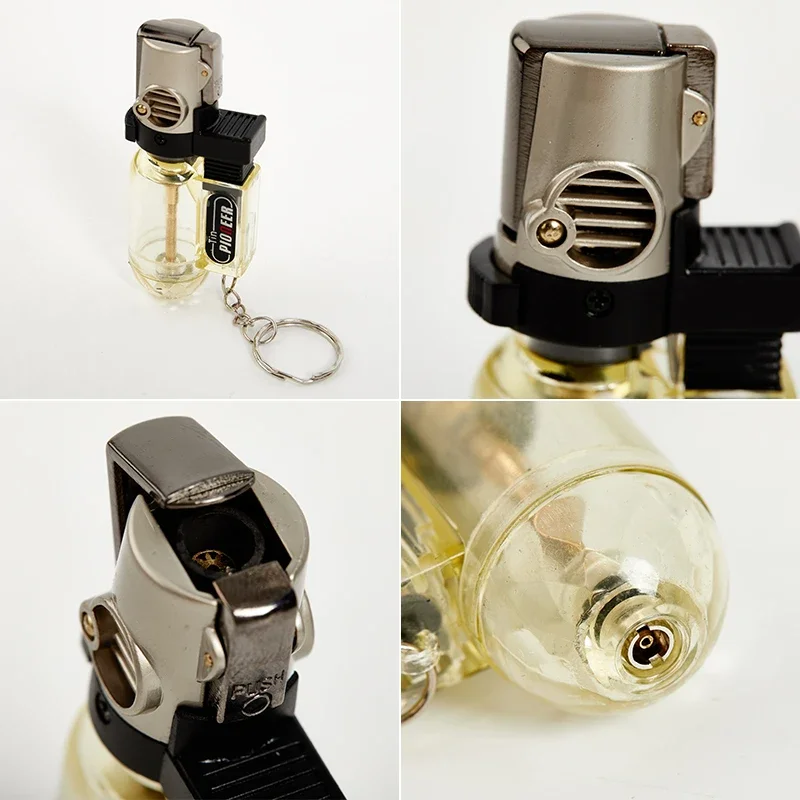 Description Picture 3 of itemWindproof Jet Flame Butane Gas Refillable Lighter Jet Blue Flame Keychain Lighter for Kitchen BBQ Lighters Smoking Gifts
