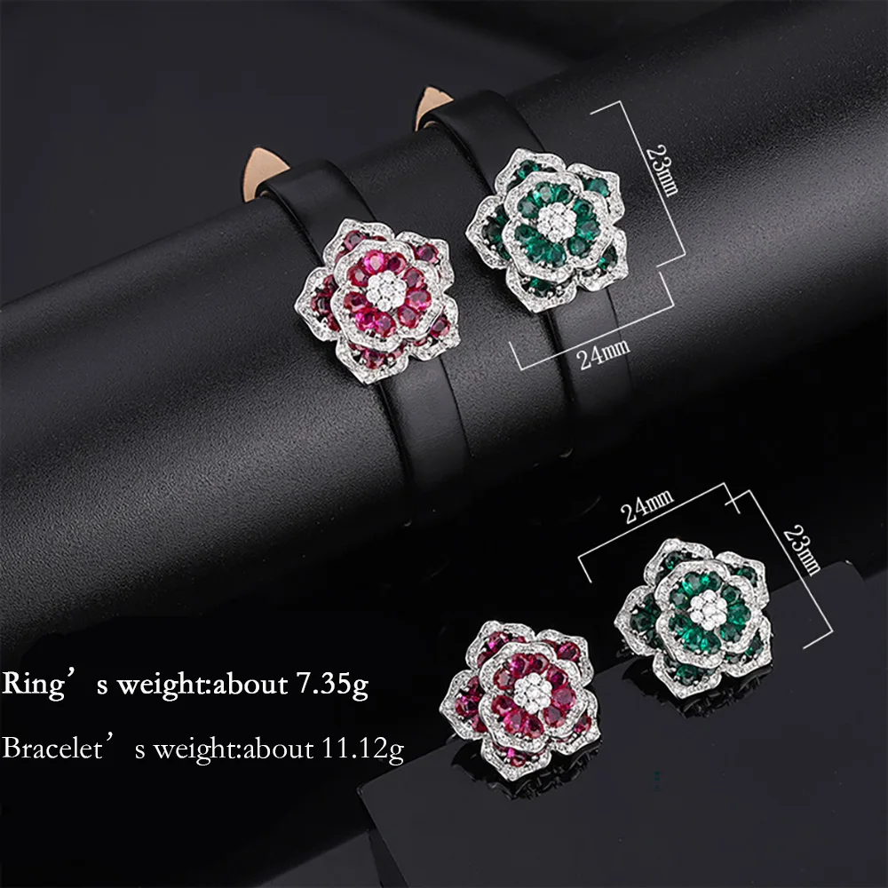 Luxo Rubi e Pedras Preciosas Esmeraldas Conjuntos de Jóias para Mulheres,  Camélia, Pulseira, Anéis, Laboratório Diamante, Cocktail Party, Acessórios  Vintage, Presente - AliExpress, image size:1000x1000