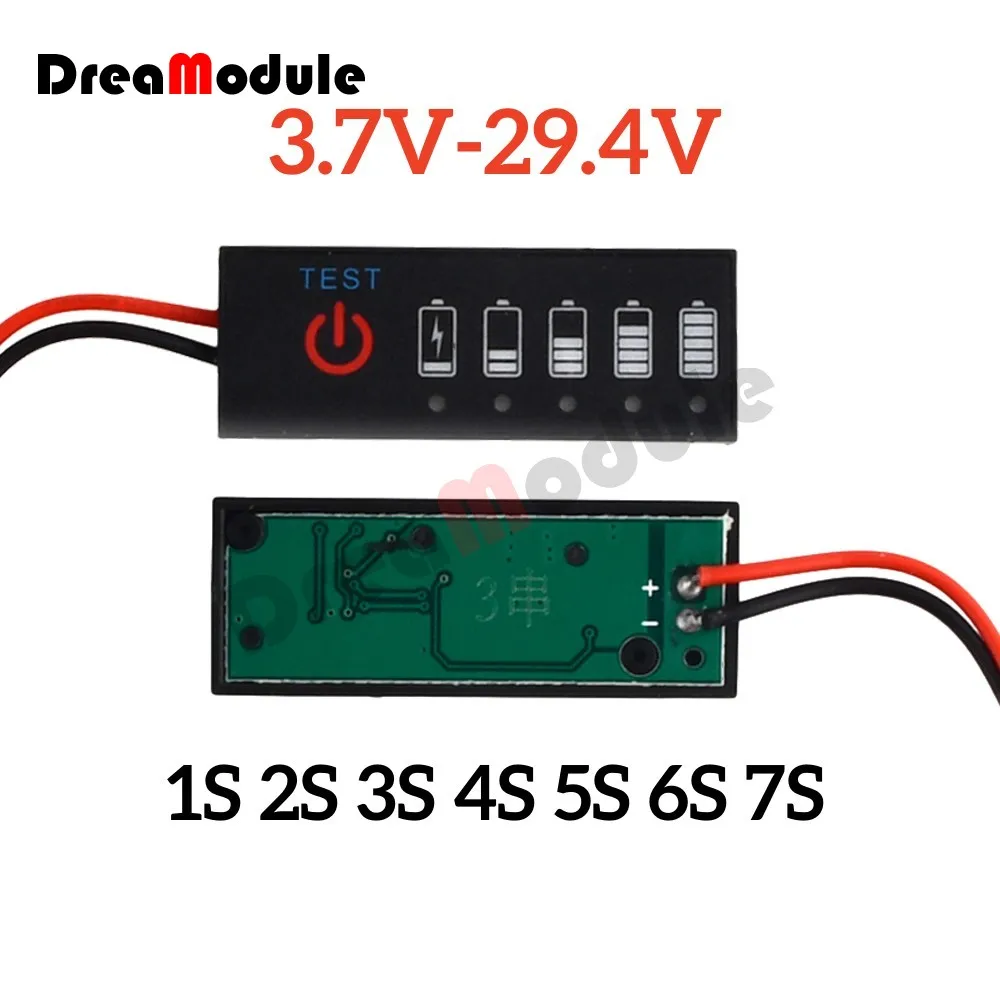 

1S 2S 3S 4S 5S 6S 7S 3.7V-29.4V Lithium Battery Li-po Li-ion Capacity Indicator Board Power Display Charging Charge LED Tester