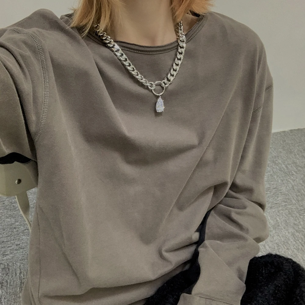 

Amorita Boutique Hippop street Unisex tear crystal big chain fashion necklace