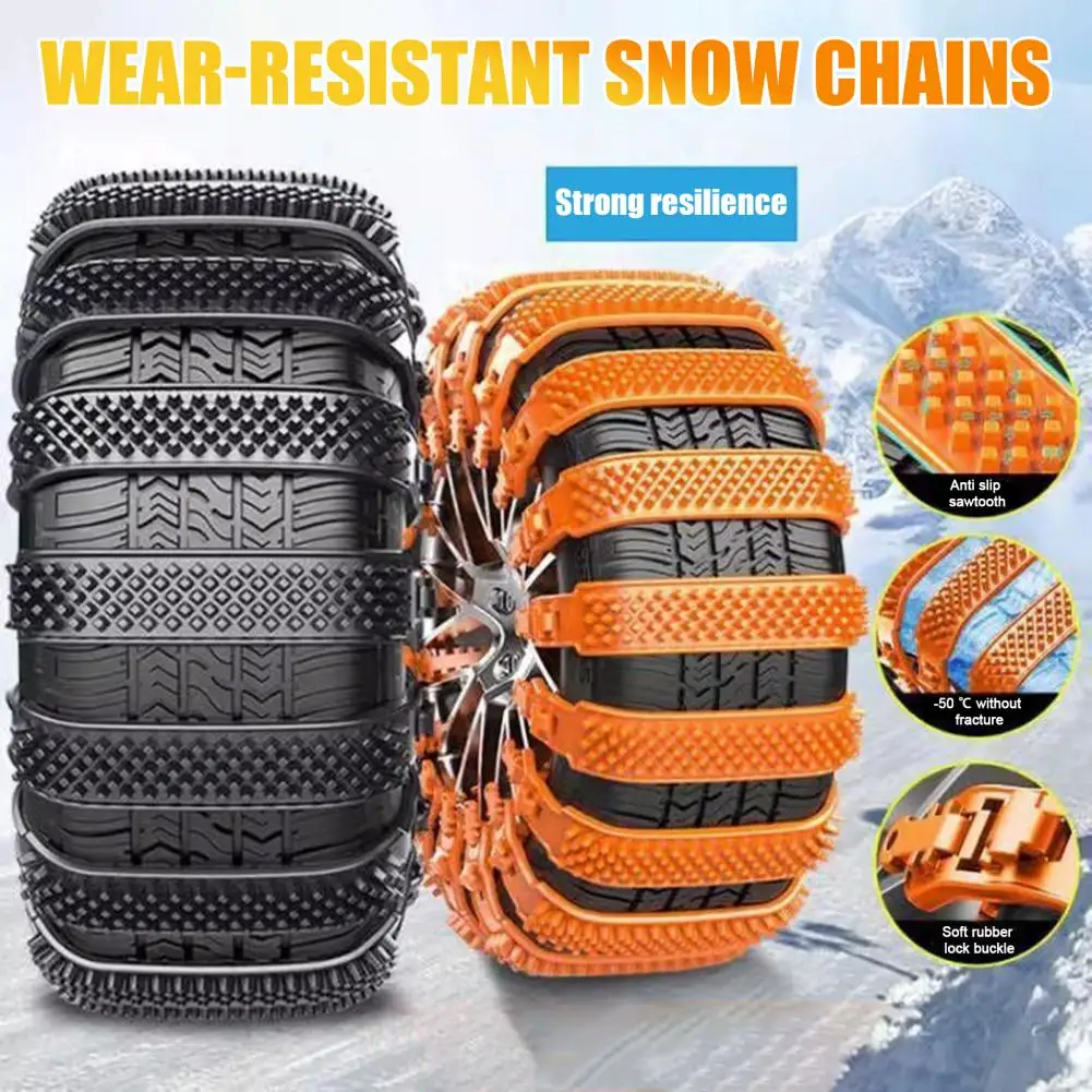 1/10Pcs Tire Snow Chains Anti-Slip Tire Chain Universal Car Snow Chains for SUVs Trucks Emergency Adjustable