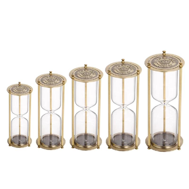 Creative Metal Empty Hourglass Timer Office Desktop Small Ornaments Table Top Decor Brass Color Transparent Sandglass sand timer liquid hourglass timer colored hourglass