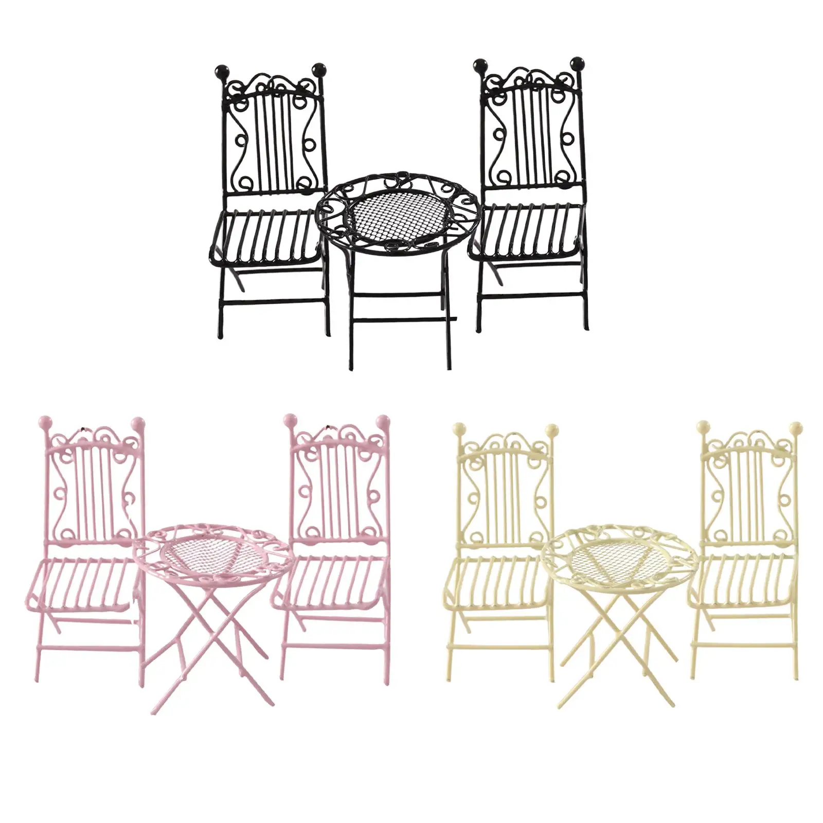 3 Pieces 1/12 Coffee table chair Miniature Table and Chair Miniature Furniture Room