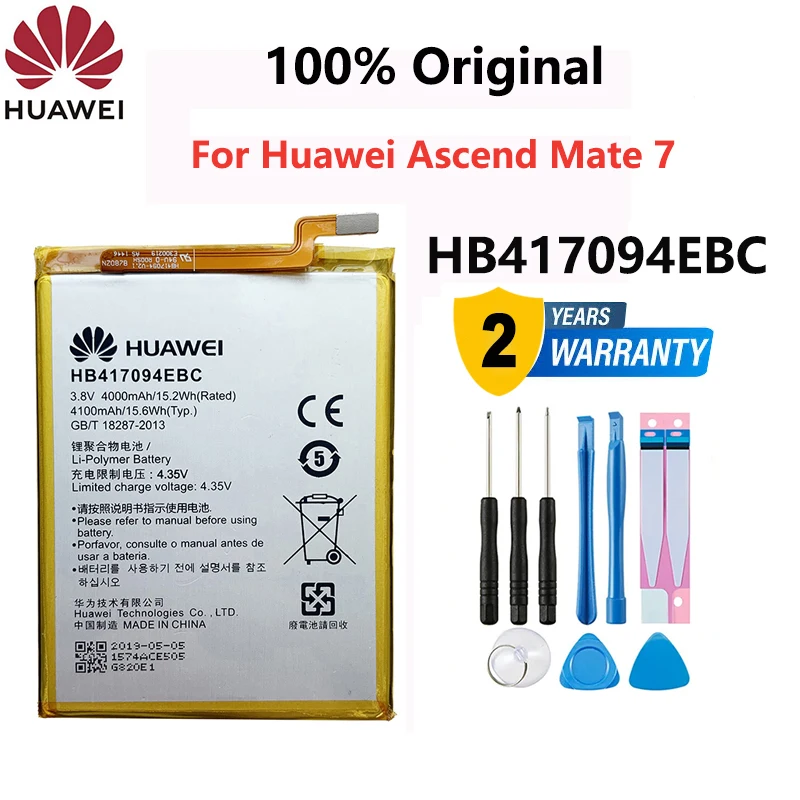 

100% Original Battery HB417094EBC For Huawei Ascend Mate 7 Mate7 MT7 MT7-TL00 MT7-L09 MT7-TL10 UL00 CL00 4100mAh Batteries