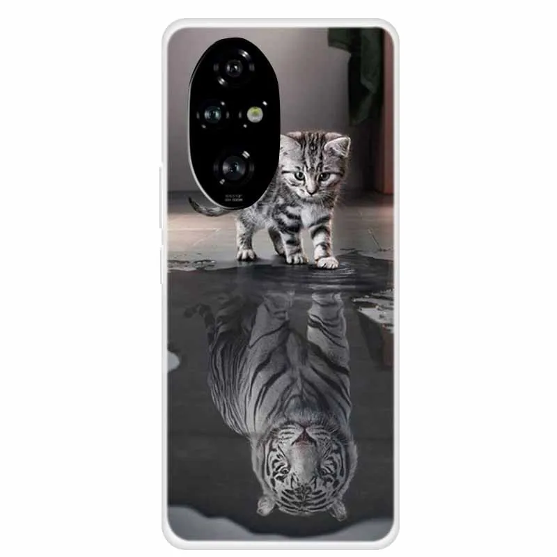 Clear Soft Silicone TPU Phone Back Cover with Animal Pattern Design