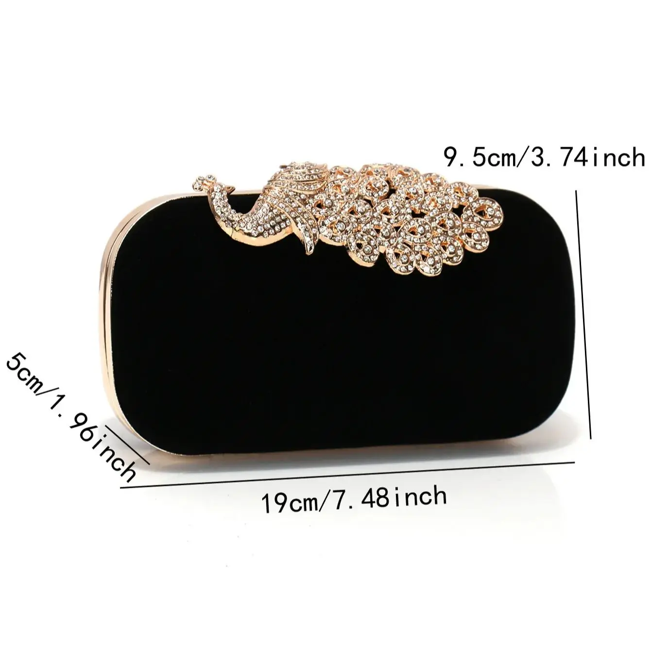 Red Velvet Clutch Bag with Rhinestones and Metal Chain for Women