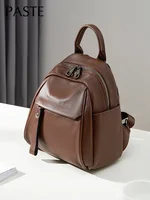 New Fashion Soft Natural Cow Leather Women Backpack Coffee 2 Sizes High Quality School Travel Shoulder Bags Satchel Rucksack 2
