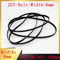 Width 6mm GT2 Rubber Timing Belt Perimeter 302-460mm Tooth Pitch 2MM 2GT Synchronization is Applicable to 3D Printer