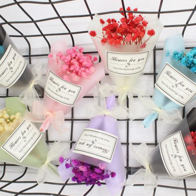 Casa Delle Bambole Mini Babysbreath Sky Star Flower Bundle Gift Life Scene Model Con Scatola Flower Dolls House Decoration