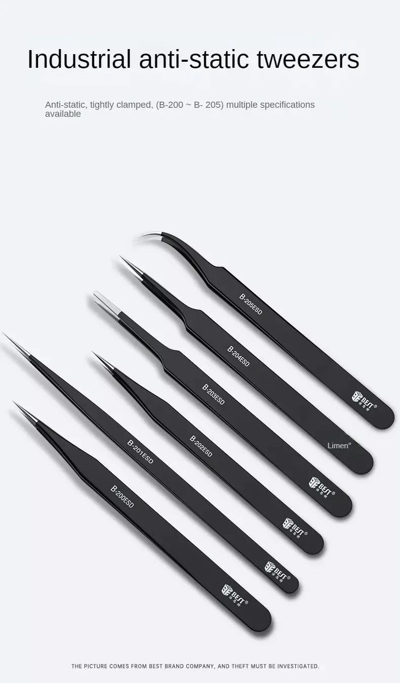 Stainless steel antistatic tweezers elbow thin straight pointed flat head bird's nest hair acne clip special maintenance tools 10pcs hole plate special stainless steel universal s hook hook bedroom accessories kitchen bathroom hook flat steel