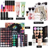 Makeup Box Set, Cosmetic Gift Box Eyeshadow Eyeliner Eyebrow Pen Lipstick Lip Gloss Primer Foundation Loose Powder Brushes Puff 2