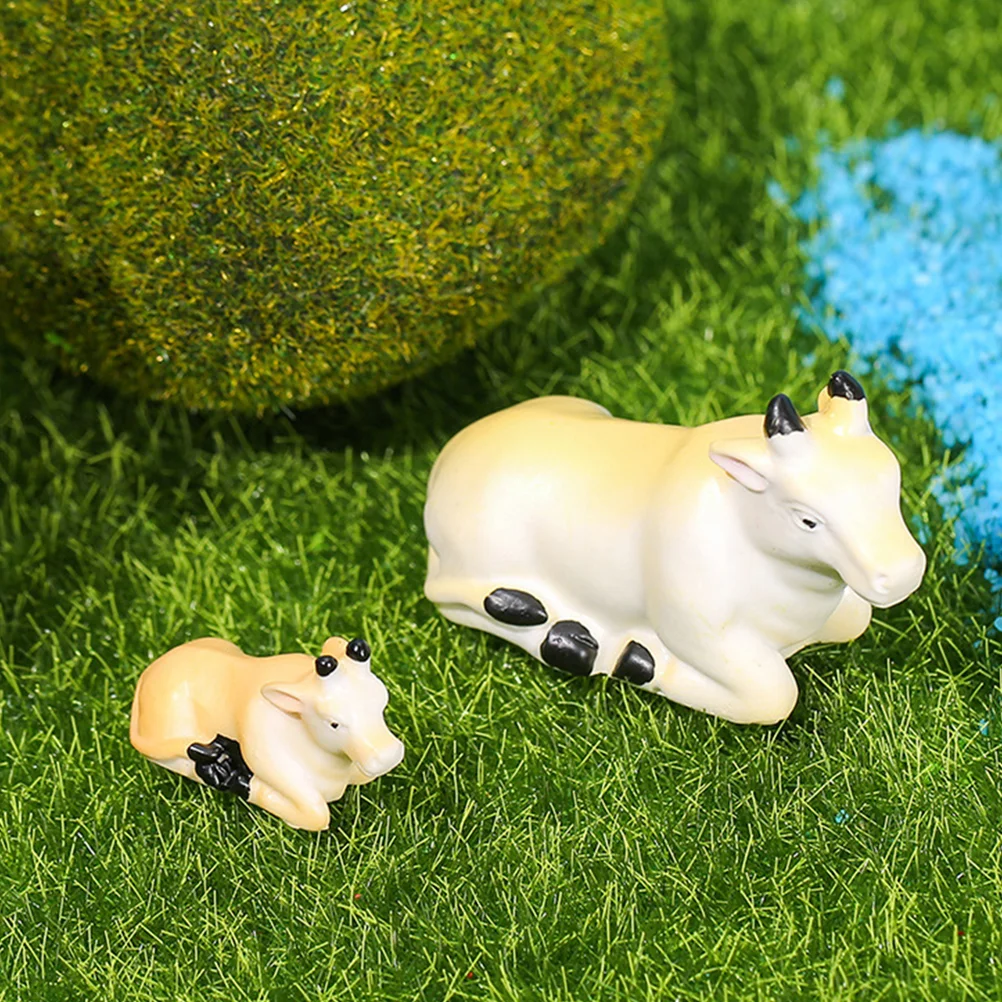 

8 Pcs Micro Landscape Ornament Mini Resin Cow Figurines Statue Ornaments Animal Figure Garden Cows Decoration Miniature