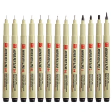 Ensemble de stylos à dessin avec doublure pigmentée, lot 005 01 02 03 04 05 08 1.0, marqueurs artistiques, pour croquis, 3 12 pièces