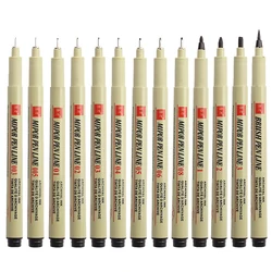 Ensemble de stylos à dessin avec doublure pigmentée, lot 005 01 02 03 04 05 08 1.0, marqueurs artistiques, pour croquis, 3 12 pièces 