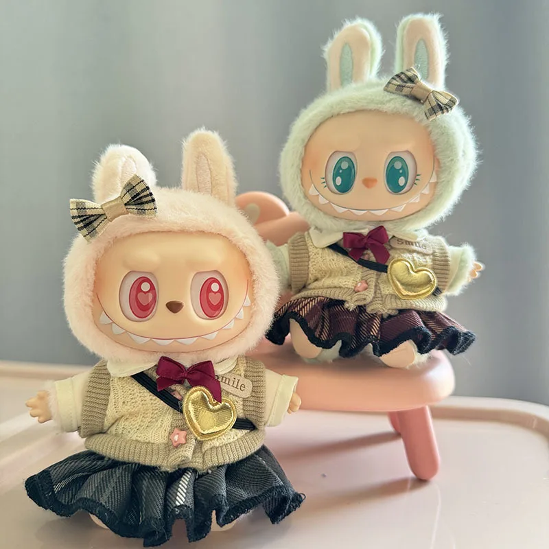 DSFGRST Labubu Macaron Clothes Suit Labubu Time Clothes Doll's Clothes Dress 17cm Cotton Doll's
