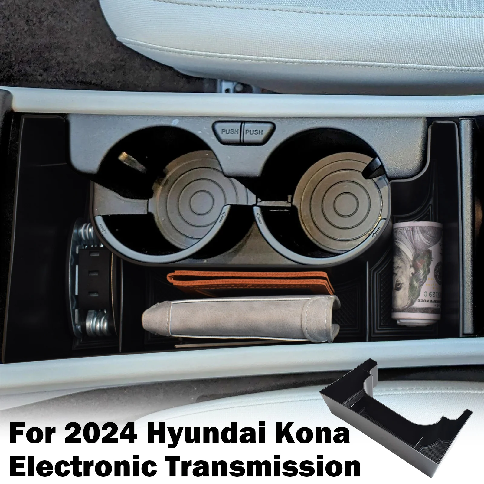 

For 2024 Hyundai Kona SX2/SEL/ N Line/Limited Center Console Tray Organizer Armrest Box Storage ABS Accessories Insert Car Box