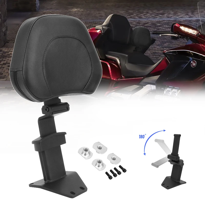 Motorcycle Front Driver Backrest Adjustable Plug-In Rider Seat Sissy Bar Cushion Pad For Honda Goldwing Gl1800 2018-2021