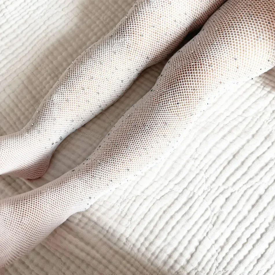 Kids Sequin Fishnet Tights Top Girls Children Mesh Fishnet Net Pattern Pantyhose Diamond Tights Stockings Kids Under Socks