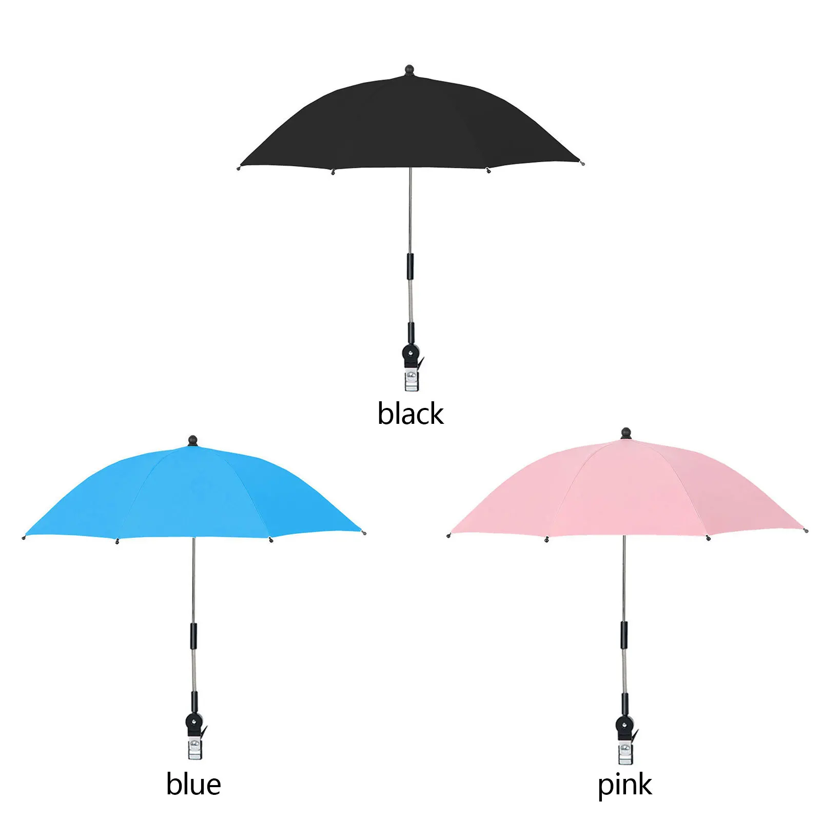 360&deg; Adjustable Umbrella With Clamp Baby Stroller Accessories Outdoor Universal 3 Colors Sunshade To Strengthen Umbrellas