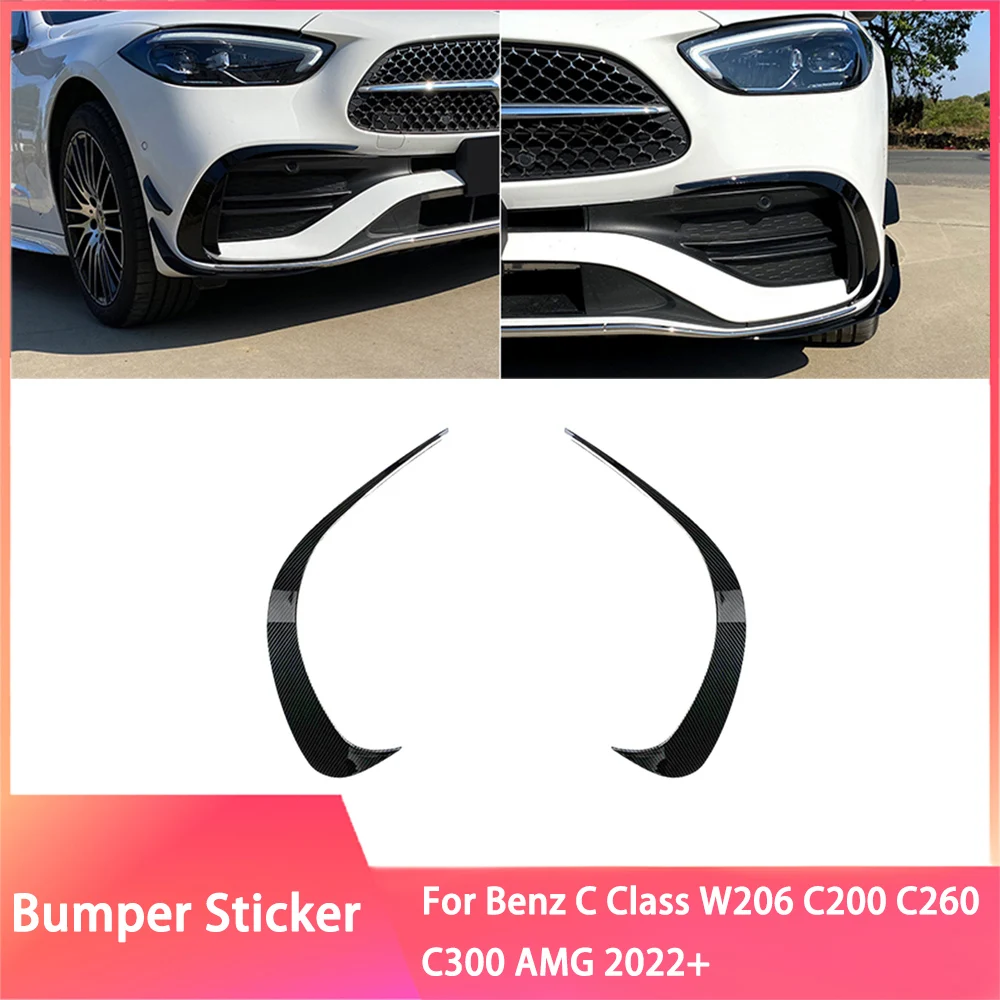 

Pair Car Front Bumper Lip Side Wing Spoiler Frames Cover Stickers For Mercedes Benz C Class W206 C200 C260 C300 AMG 2022+