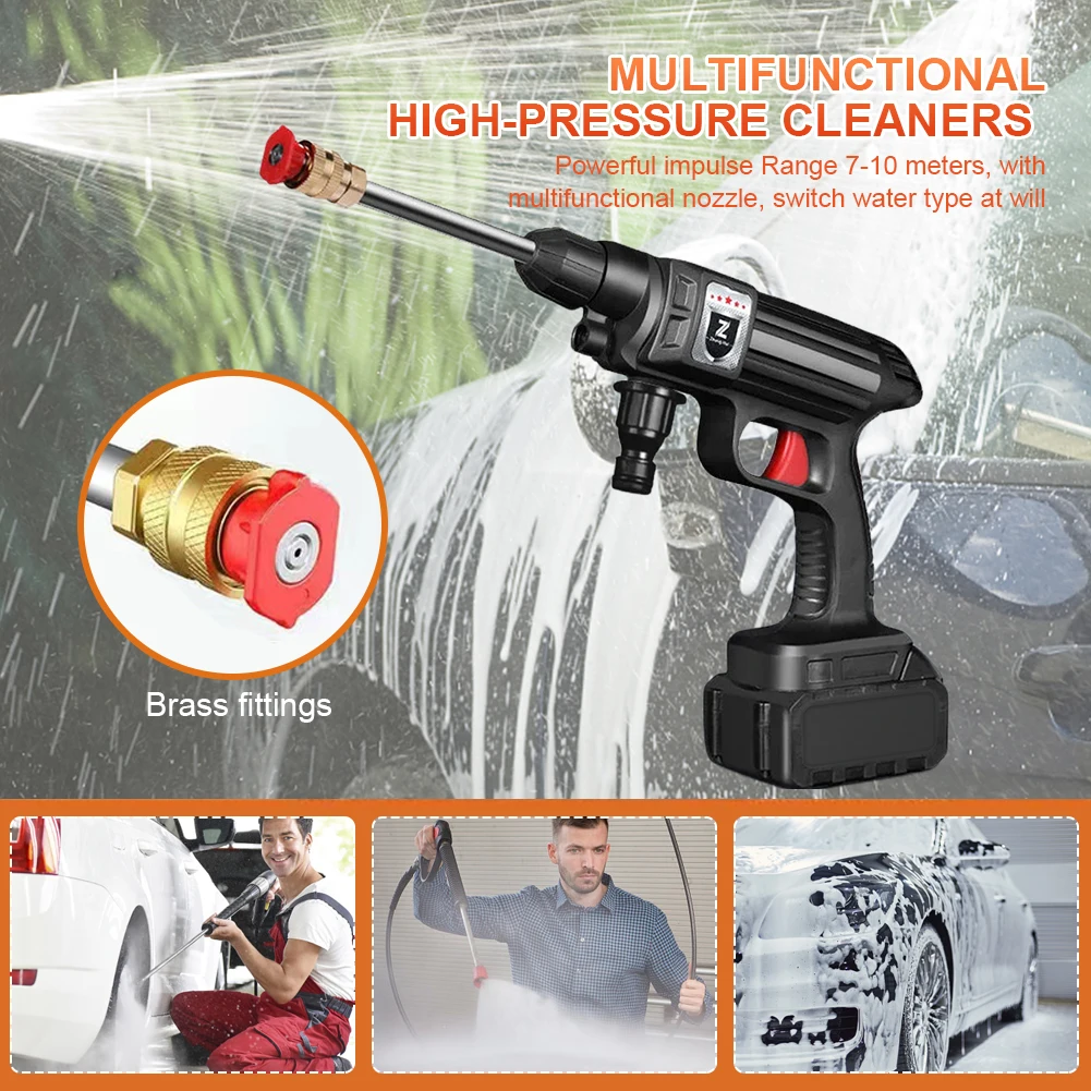 Car Wash Gun 100W 10000mAh Cordless Washing Guns High Pressure Washer Spray Water Gun Portable Washing Machine for Garden high pressure washer gun,electric water spray gun,high pressure sprayer