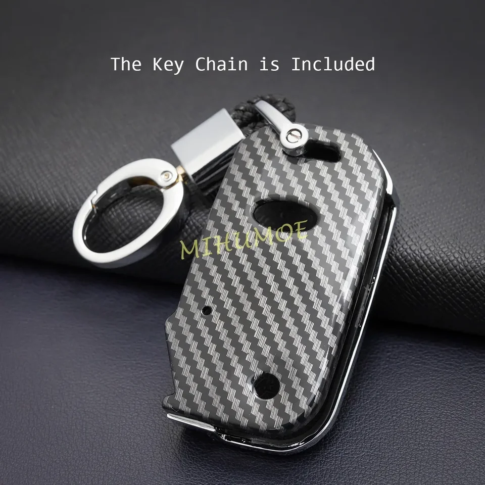 INFIPAR 2-Pack Key Fob Cover For Kia - Compatible With Forte, Sportage, Soul, Optima, Rio, Carbon Fiber Black, Silicone Case - View #13