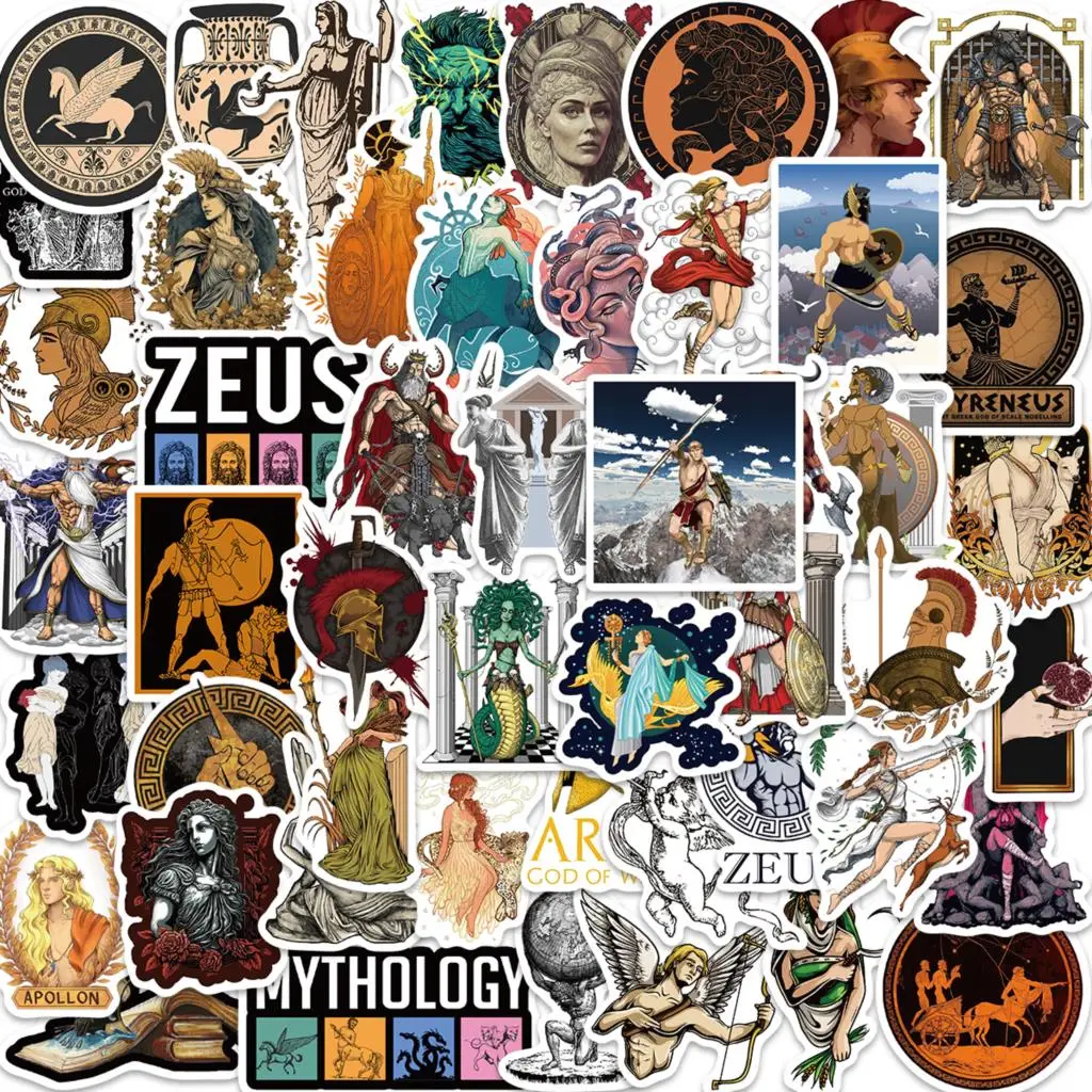 

10/50pcs Stickers Greek Mythology Aesthetics Graffiti Skateboard Waterproof Luggage Sport DIY Laptop Car Stickers Decal Kids