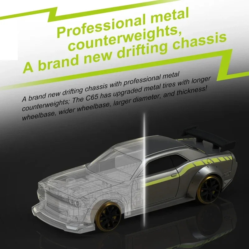 1:76 TURBO RACING C65 Built-in Gyroscope Drift Racing Full Scale Mini Remote Control Car Simulation Desktop RTR Desktop Toys 4