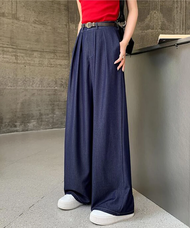 HappyLisa Summer Ladies Women Denim Pants Wide Leg High Waist Loose Pant Female Casual Jeans Trousers P27