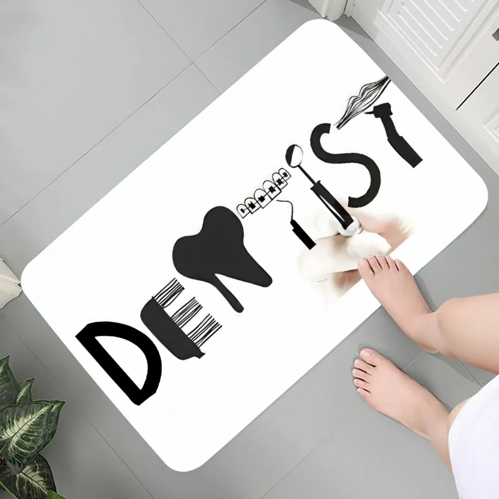 The Dentist Tooth Floor Mat Graphic Printed Flannel Doormats For Bathroom Kitchen Entrance Carpet Home Decor