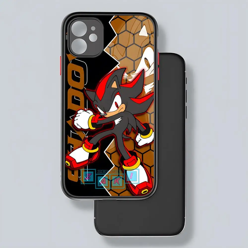 thumbnail image 1 of Funda de teléfono con dibujos animados de anime S-Sonics Hedgehog, parte trasera transparente mate para iPhone 15, 14, 13, 12, 11 Pro Max, X, XR, XS, 8, SE, Mini Plus, 1 of 5