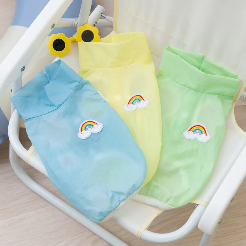 

『Crurhmoon』Pet Dog Sunscreen Clothes Cute Rainbow Small Dogs Clothes Thin Style Breathable Sun Protection Clothing Cool Clothing