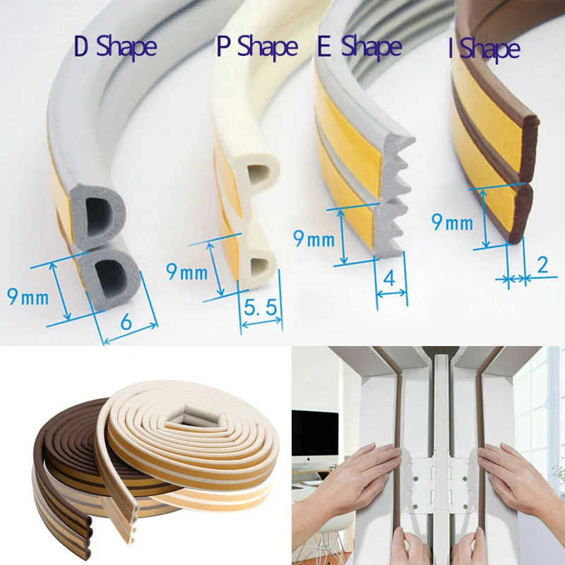 D I P E Weatherstrip Door House Rubber Strip Foam door seal Window Sealing Strip under Door Window Anti Cold 5/6/10M