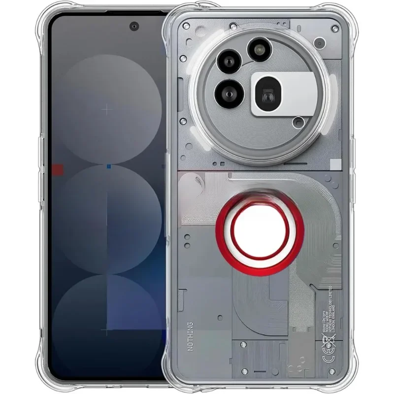 Enhanced Airbag Silicone Shockproof Case with Magnetic Stand Holder - Transparent Phone Cover