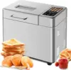 16 in 1 Bread Machine, 2.2LB Stainless Steel Bread Maker with Fruit and Nut Dispenser, Nonstick Ceramic Pan, 3 Crust Colors, 3 L 1