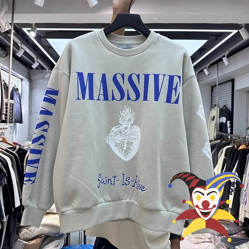 

Saint Michael Sweatshirts Men Women Gray Oversized Crewneck