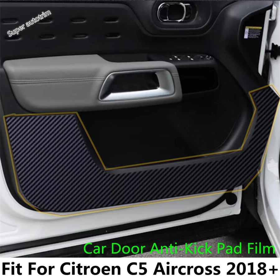 

Car Door Anti-kick Pad Carbon Fiber Look Stickers Auto Protective Film Interior Accessories For Citroen C5 Aircross 2018 - 2024
