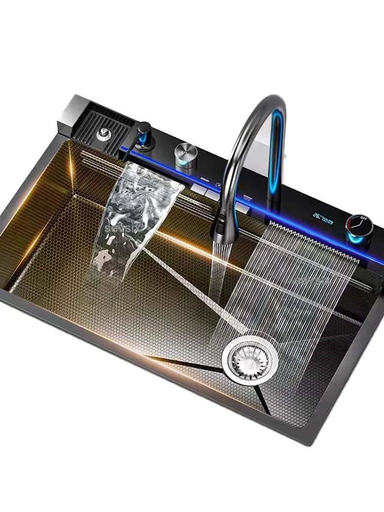 Lavello Da Cucina Cascata Digitale Whale - Con Rubinetto Multifunzione E Dispenser Sapone